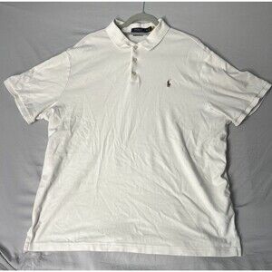 Polo Ralph Lauren Mens XXL White Short Sleeve Cotton Flesh Pony Classic Fit Y2K